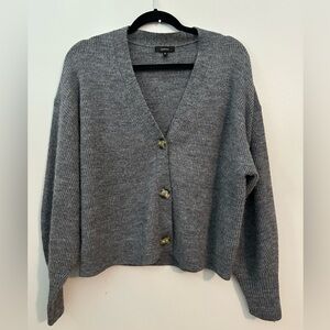Quince Baby Alpaca-Wool XL Cropped Cardigan - charcoal Grey